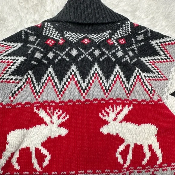 Hatley Sweater Buttoned Festive Red/White/Grey Size 6 - Picture 12 of 16